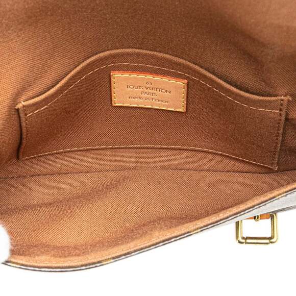 LOUIS VUITTON Authentic Brown Monogram Leather Pochette Hobo Bag